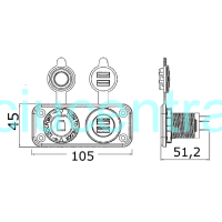 Skydelis su dvigubu USB lizdu ir rozete